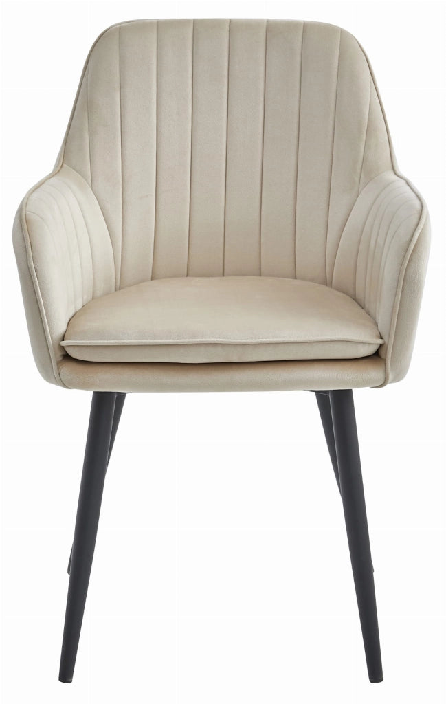Valora LUGO Sedia Velluto Beige Gambe Nere x2