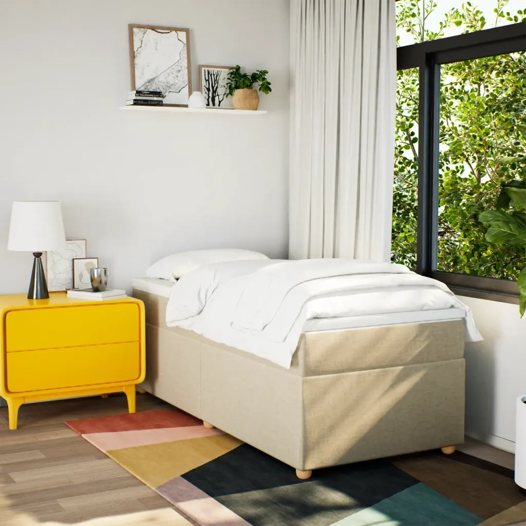Giroletto a Molle con Materasso-Struttura Letto Crema 80x200 cm inTessuto 306481