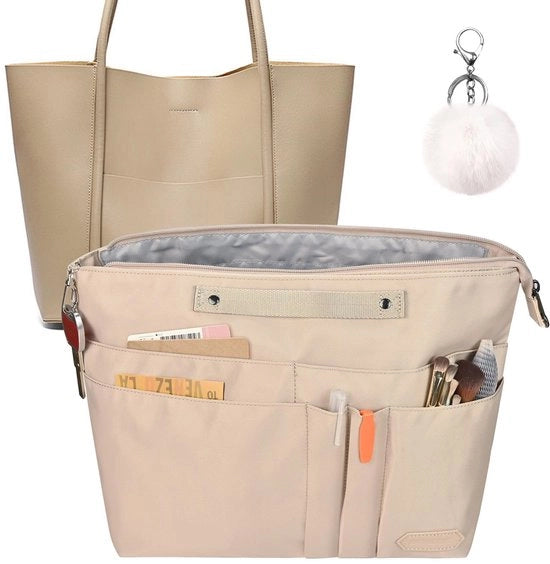 Organizzatore per borse L per borsa tote con chiusura velcro, organizzatore per borse impermeabile con hanger per chiavi per donne Borsa Tote