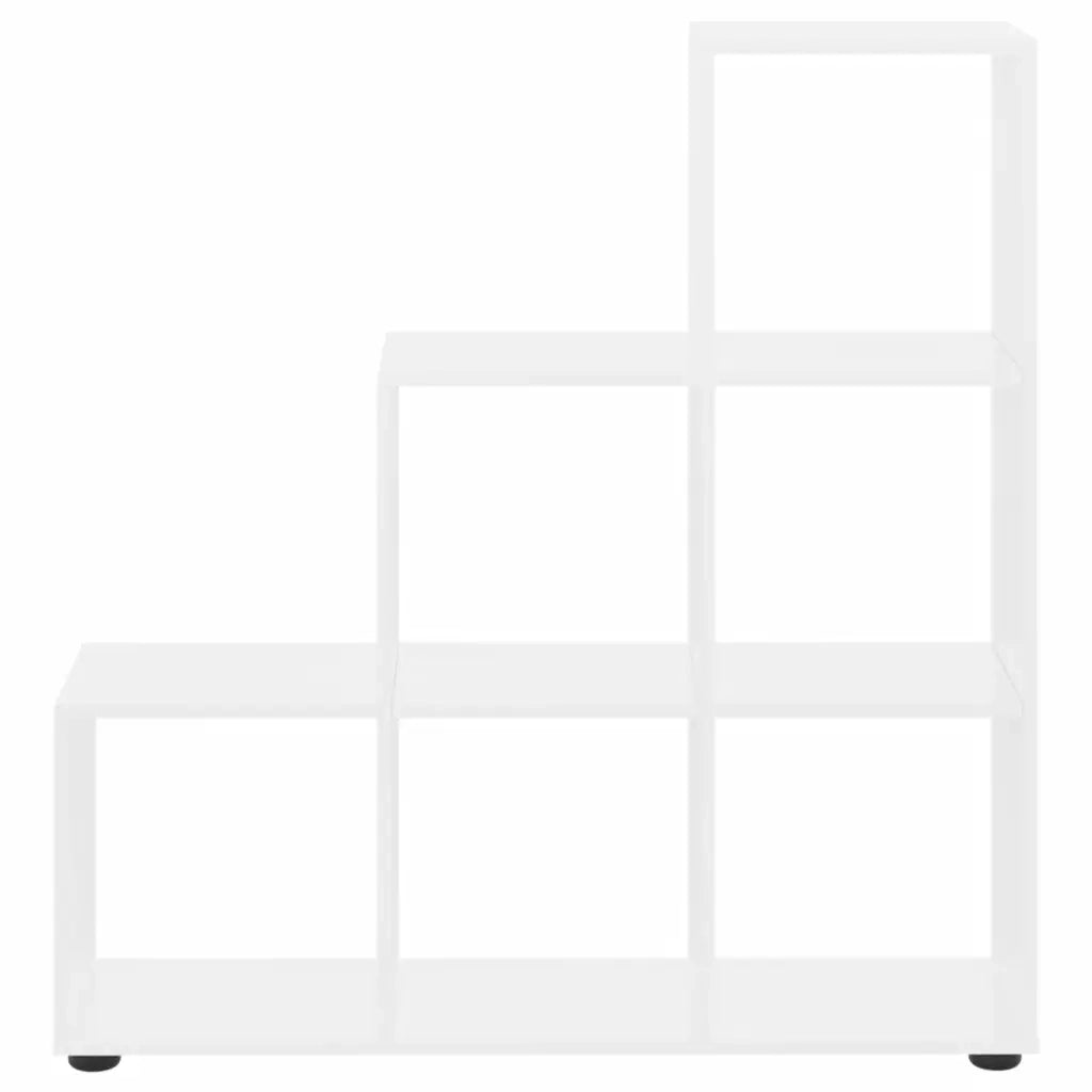 Libreria a Scala Bianco Lucido 107 cm in Legno Multistrato 342605