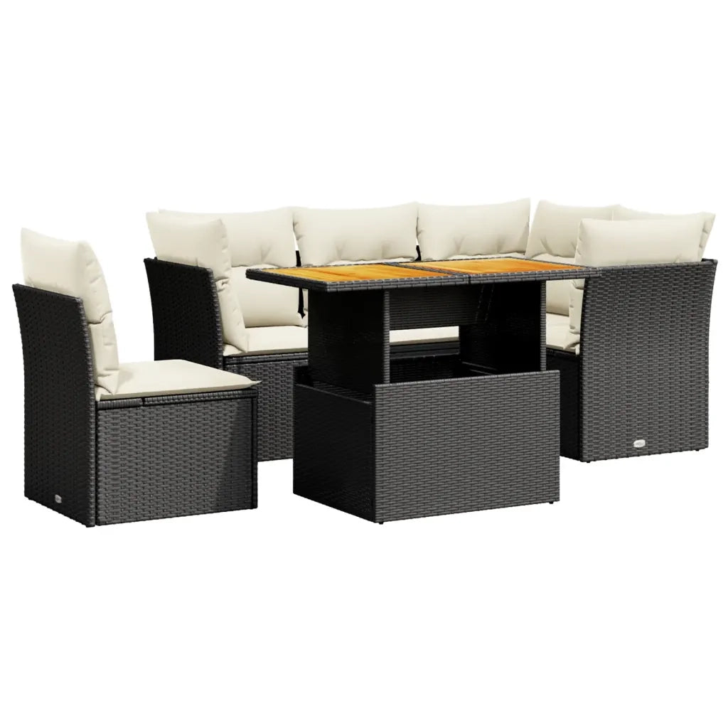 Set Divani da Giardino 5 pz con Cuscini in Polyrattan Nero