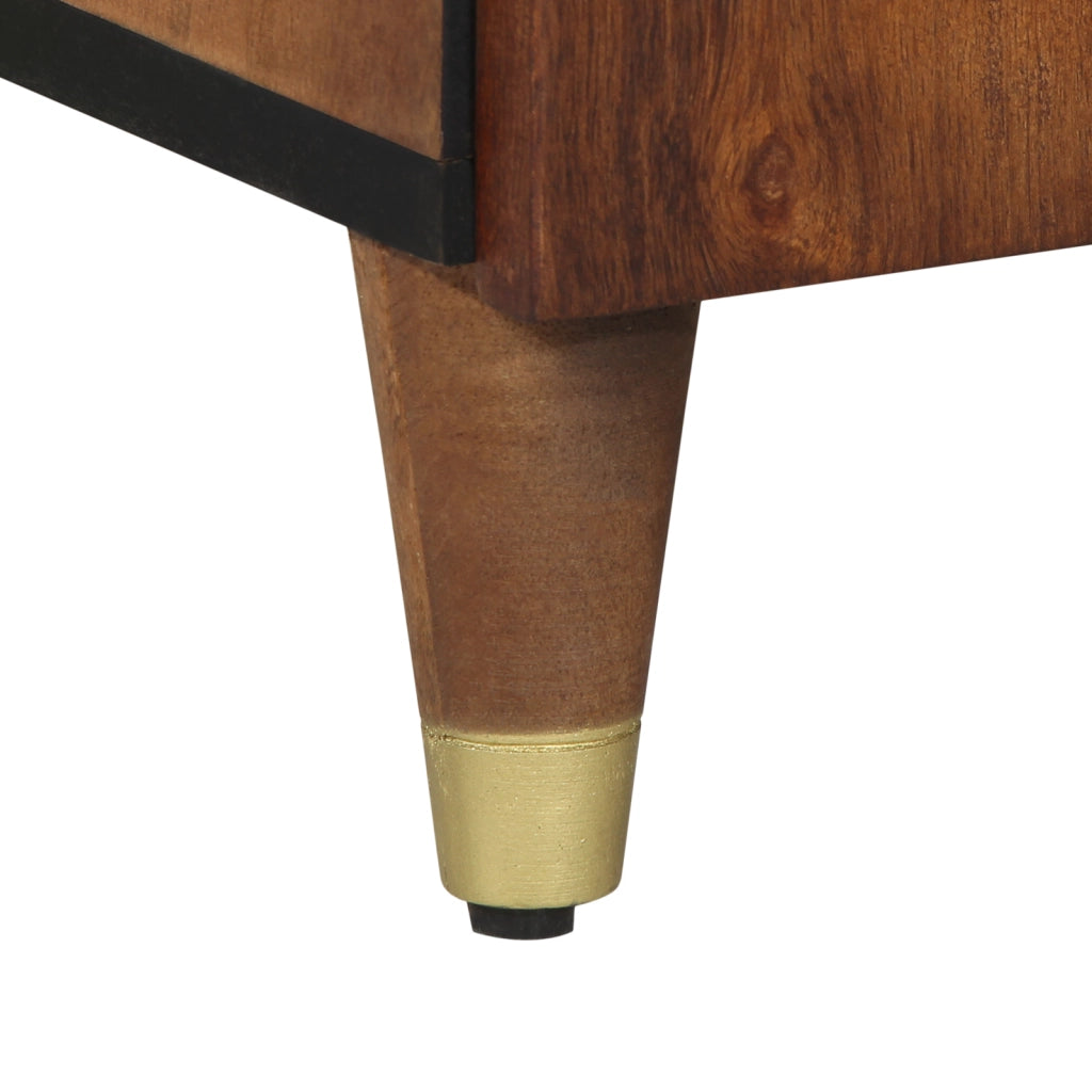 Credenza alta Miele con accenti oro Legno massello di mango