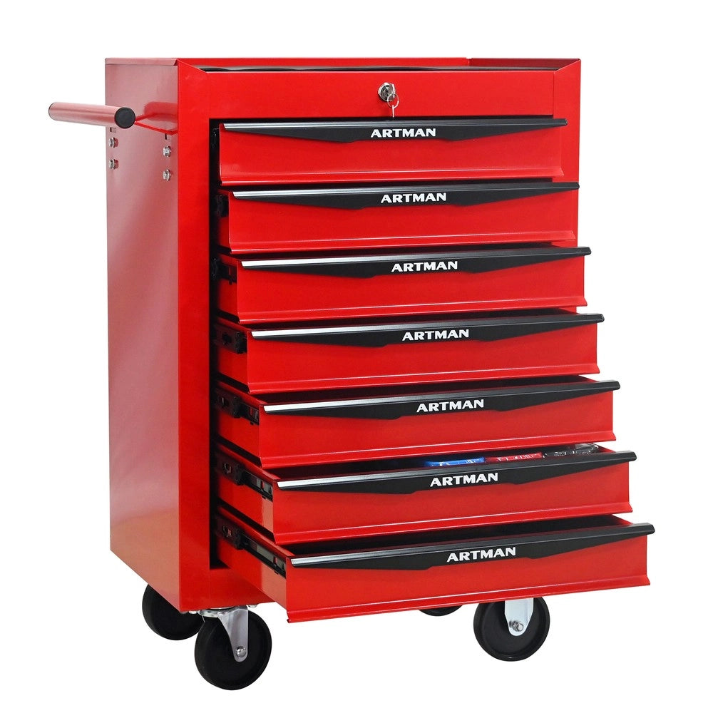 Cassettiera Portautensili su Ruote 7 Cassetti ¨C MINIMAL ¨C Metallo Rosso e Nero
