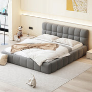 Letto imbottito 140x190 - Xylo - Grigio con schienale