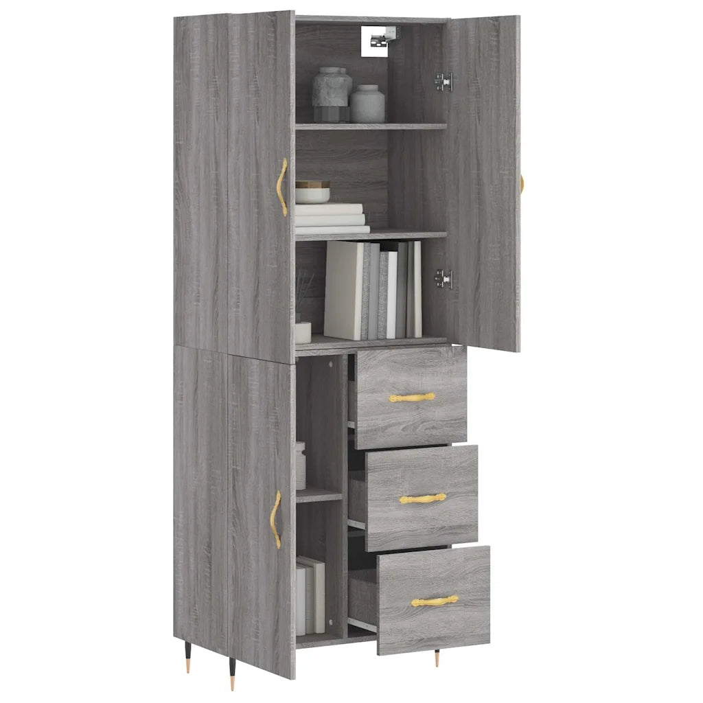 Credenza Grigio Sonoma 69,5x34x180 cm in Legno Multistrato 3195889