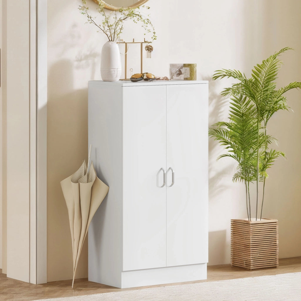 Armadio Scarpiera a 6 Ripiani Regolabili in Legno Bianco ¨C zephmum ¨C 55x35x108 cm