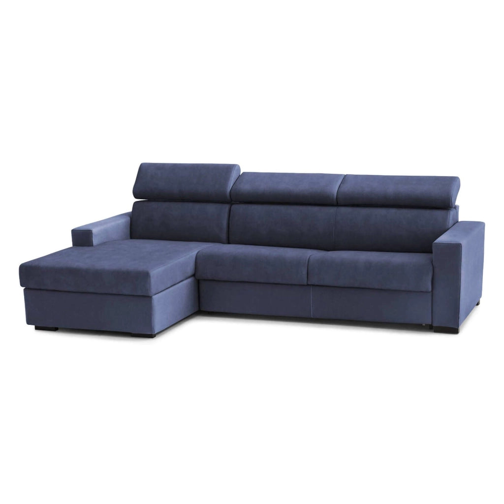 Alibabah, Divano Letto con Penisola Sfoderabile Made in Italy, 280x95 cm blu