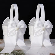 Set di due cestini di fiori in bianco per decorazioni di matrimonio