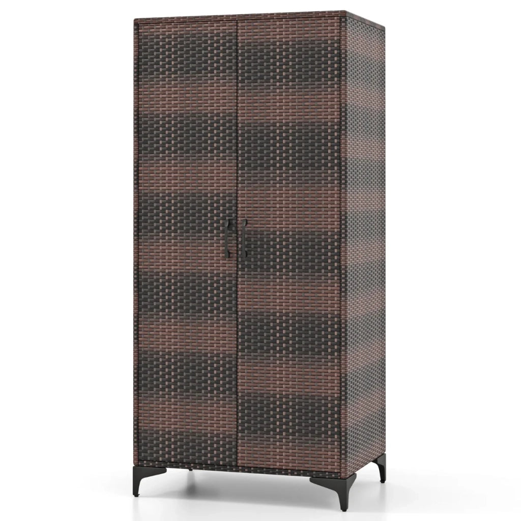 Armadio 72 x 50 x 157 cm con asta appendiabiti e 4 cubi portaoggetti stile moderno rattan marrone PE 20_0010304