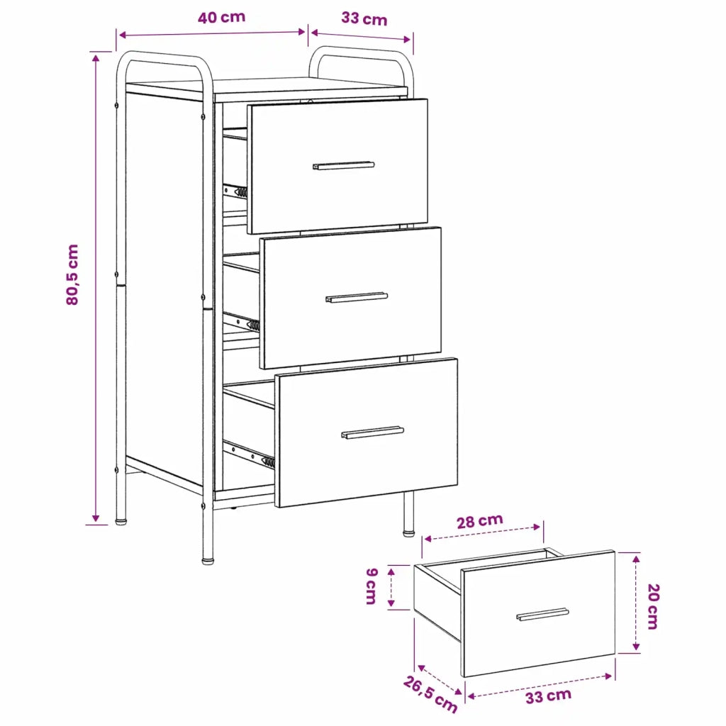 Credenza Rovere Fumo 97 x 33 x 81 cm Legno ingegnerizzato 8013790