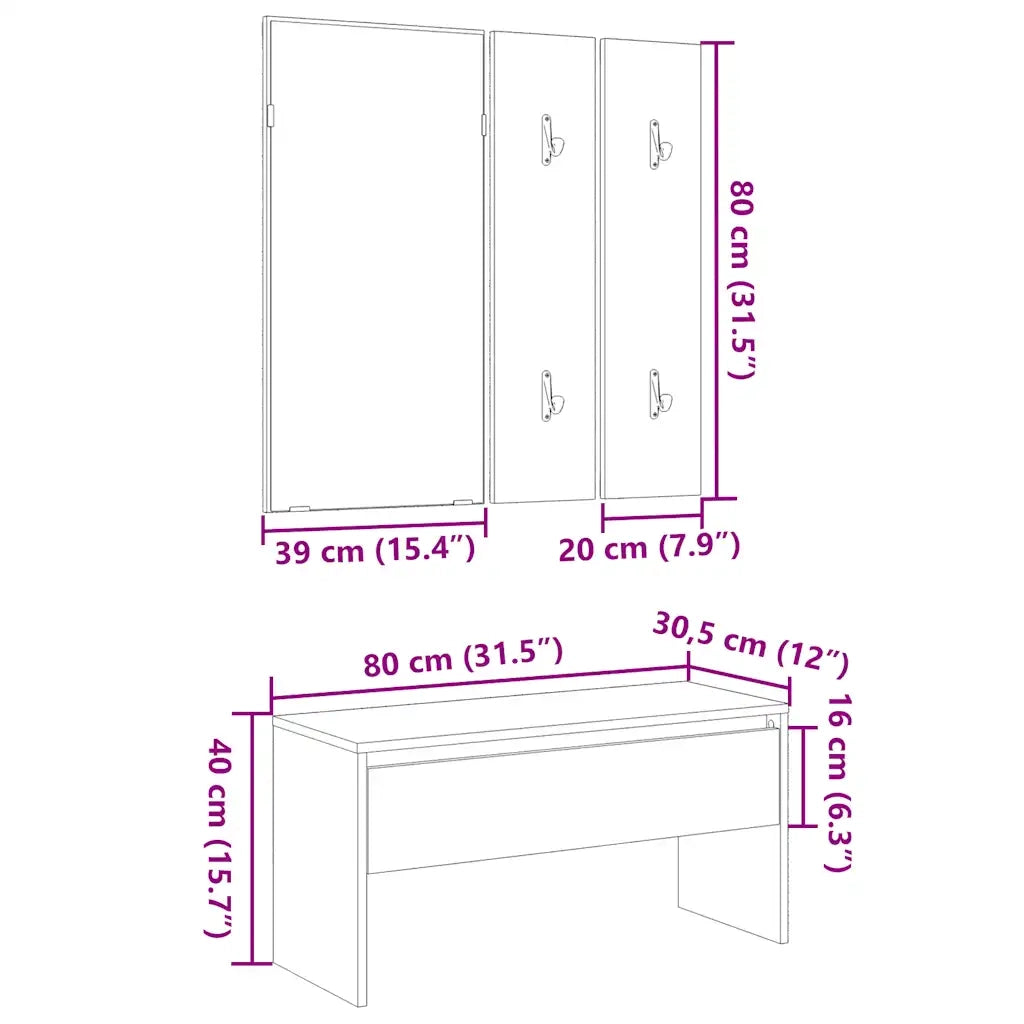 Set di Mobili da Corridoio Legno Antico in Legno Multistrato 857019