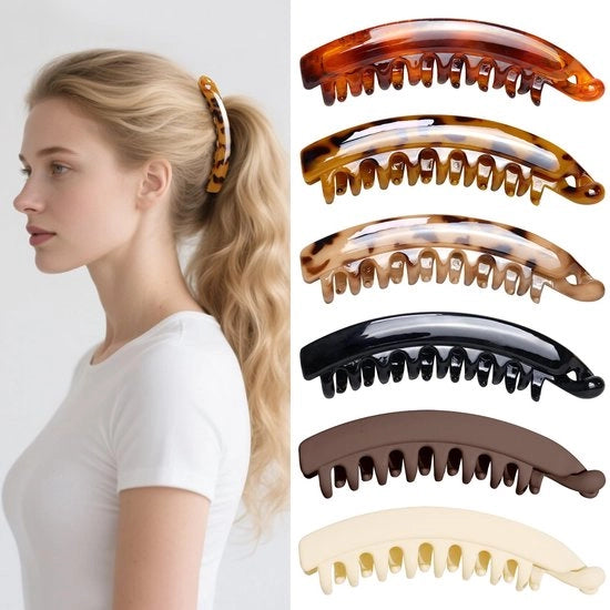 Clip per capelli a banana grandi - 6 pezzi clip per capelli antiscivolo per donne clip per capelli in plastica per capelli spessi, clip per capelli a banana vintage accessori per capelli per donne e ragazze