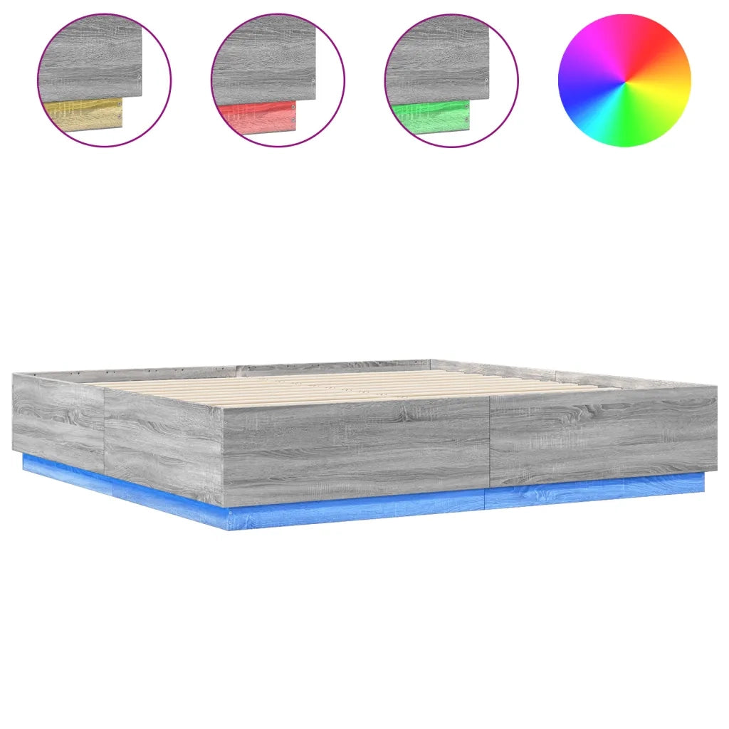 Giroletto Luci LED Grigio Sonoma 200x200 cm Legno Multistrato 3209588