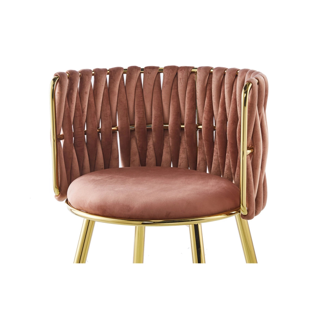 Set di 2 sedie Milla 100 in velluto rosa antico e oro