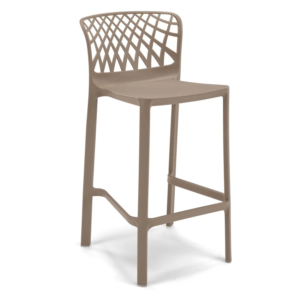 Set 4 Sgabelli Tortora in polipropilene ARKO con poggiapiedi H65, MADE IN ITALY, resistente ai raggi UV, design moderno, ideale per sala da pranzo, cucina, bar, ristoranti o giardino