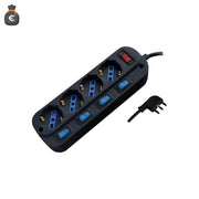 Alcapower Multipresa 4 Posti Schuko Bipasso con Interruttori Indipendenti, Cavo 1.5m, Protezione Sovraccarico, Spina 16A 3 Poli Italiana, Colore Nero