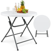 Tavolo da campeggio rotondo pieghevole 81 x 73,5 cm ideale per uso esterno e interno design moderno in HDPE bianco 20_0014107