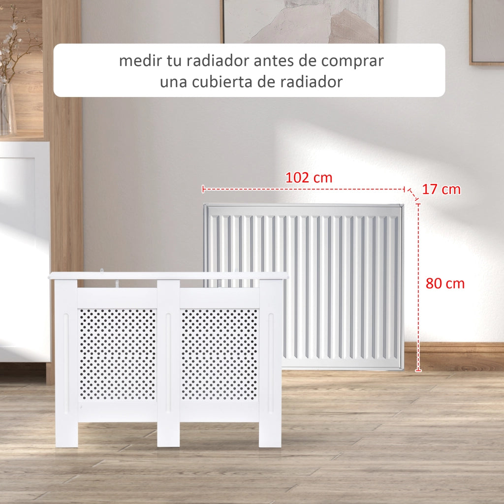 Copriradiatore MDF con ripiano superiore ¨C zephmum ¨C bianco 111.5x19x82 cm