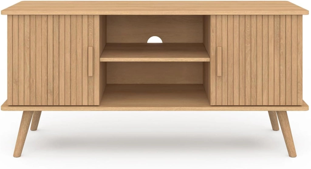 Mobile TV JULIETTE 110 cm con 2 ante a doghe color rovere