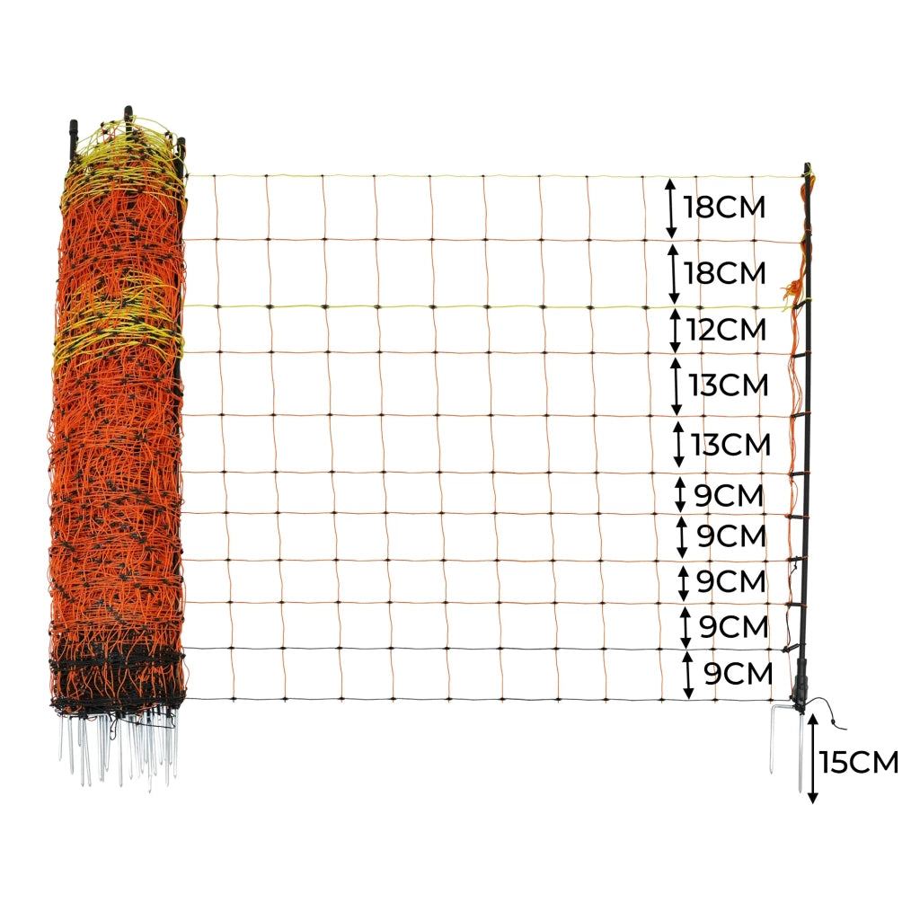 Energizzatore Recinzione & Rete per Pollame 50m - Maglia Alta 120cm con Pali