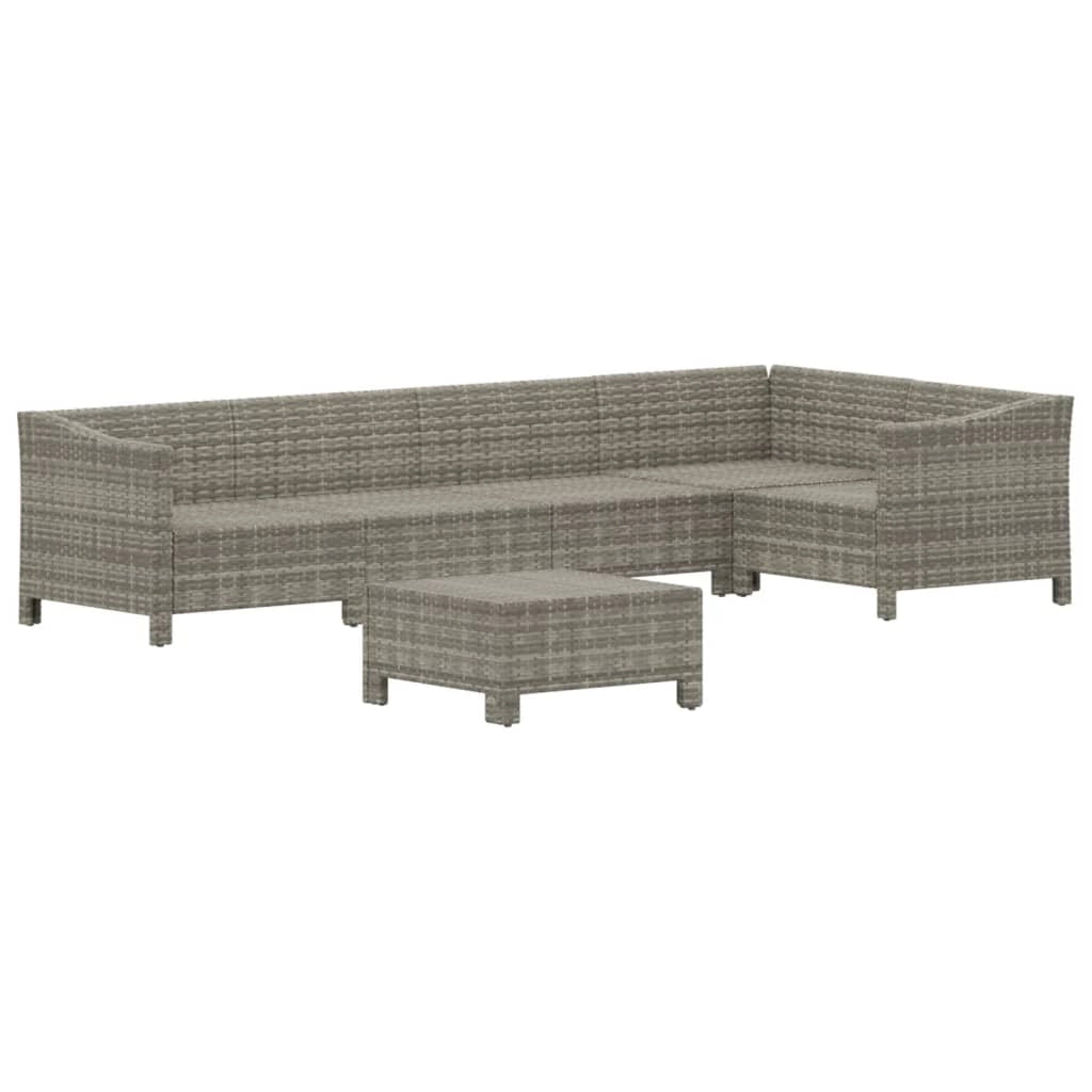 Set di mobili da giardino mobili da esterno 6 pezzi con cuscini resina intrecciata grigia 02_0016813