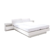 Letto RENATO 160x200 con rete a doghe e comodini con LED integrati colore bianco