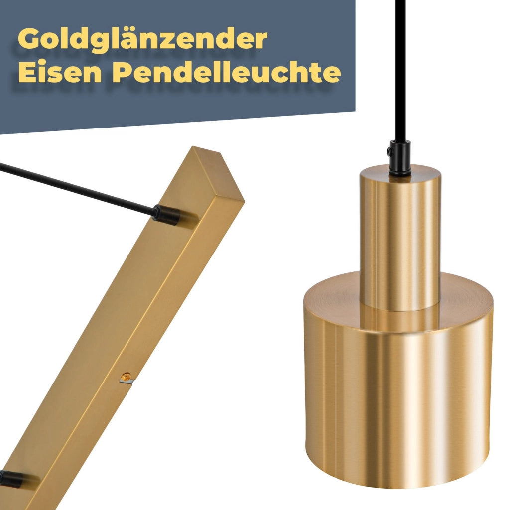 Lampada a sospensione ZMH sala da pranzo 3 fiamme oro E27 lampada a sospensione metallo camera da letto corridoio