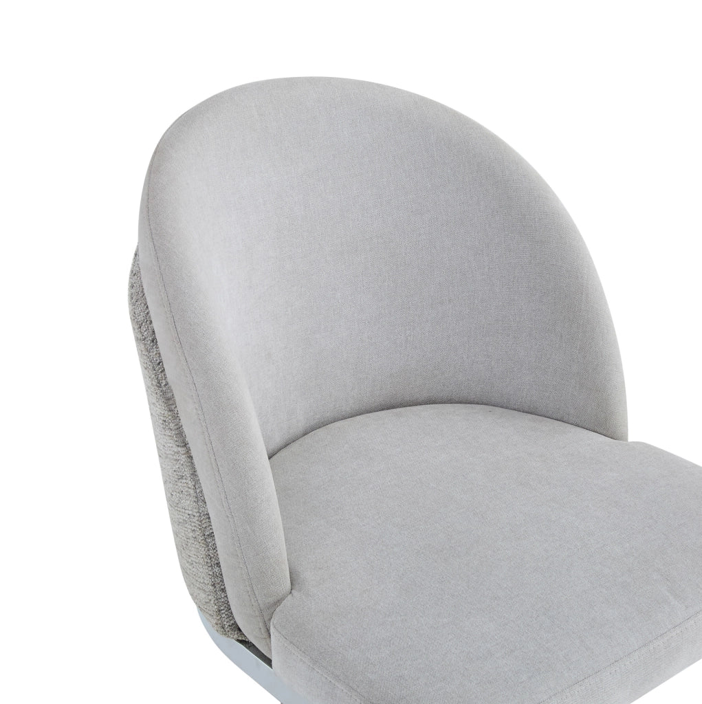 Set di 2 sedie da pranzo in tessuto Chenille grigio con gambe argentate