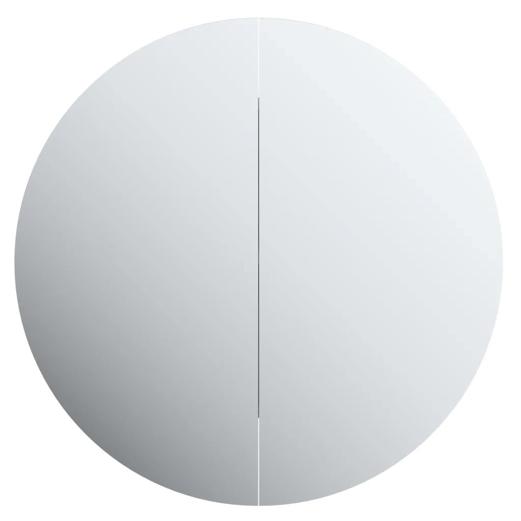 Armadio da Bagno con Specchio Rotondo e LED-Mobiletto a specchio Bianco 47x47x17,5cm