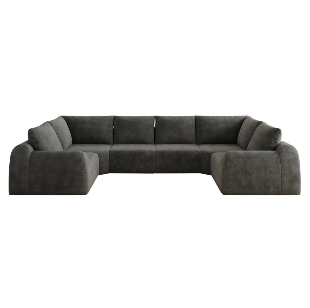 Divano in tessuto chenille 344 cm, grigio scuro