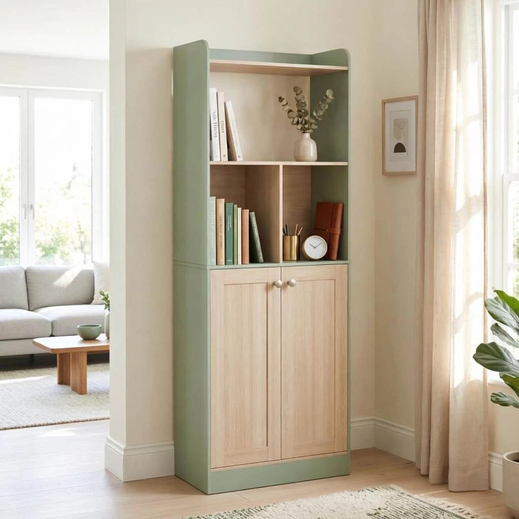 Libreria da soggiorno 60x30x161,2 cm verde e legno
