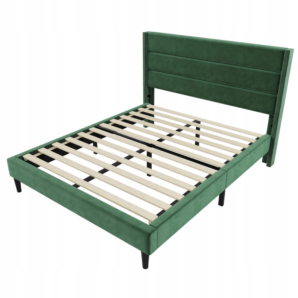 Letto singolo moderno - Xylo - 140x200 - verde scuro - velluto per adolescenti