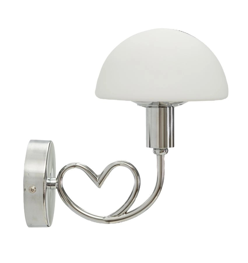 Lampada da Muro Lovy Silver 23x15x22 cm in Vetro e Ferro Argento e Bianco