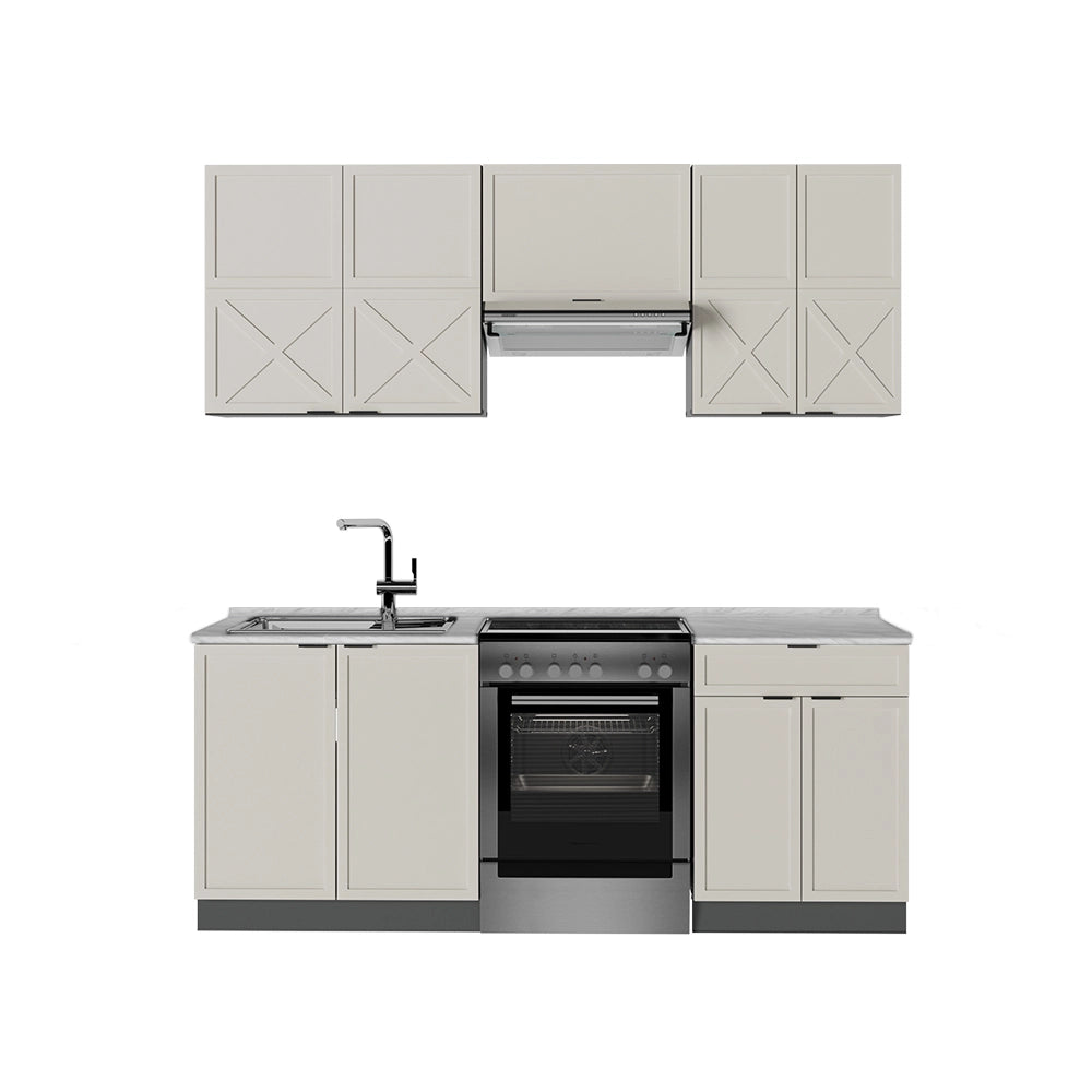 Cucina componibile Fame-Line GrigioBeige/Antracite 200 cm, PL Marmo Vicco