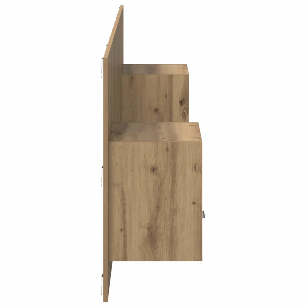 Testata con Comodino 3 pz-Set di 3 Testiera con Contenitore Rovere artigianale Legno multistrato 745258