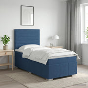 Letto Box Spring LED con Materasso Blu 90 x 200 cm Tessuto 3455513