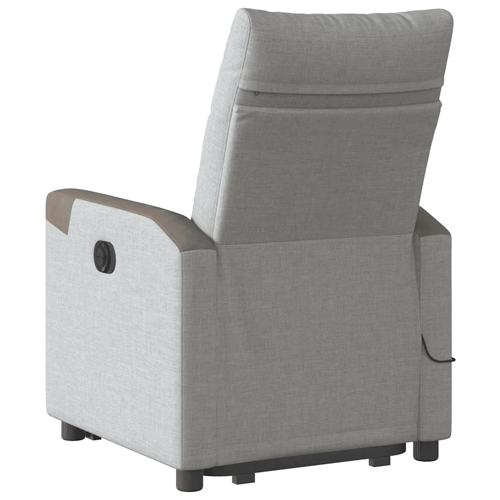 vidaXL Poltrona Alzapersona Massaggi Elettrica Grigio Nuvola Tessuto