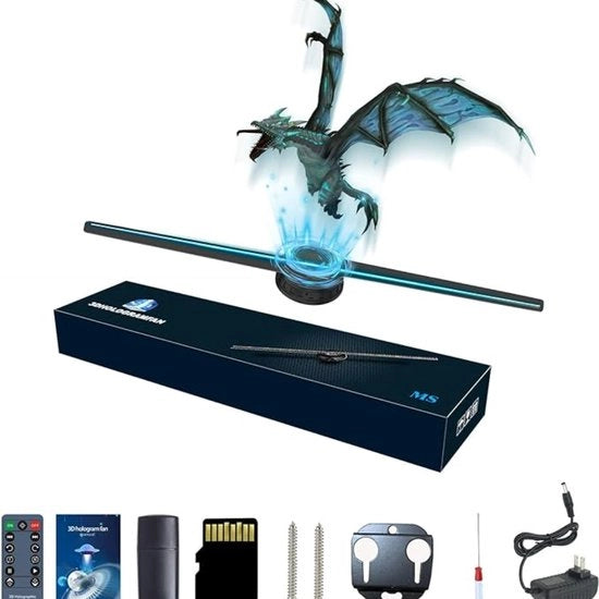 Proiettore di Hologramma 3D - 32cm - Ventilatore a Hologramma 3D - Illuminazione a LED - Ventilatore a Hologramma 3D