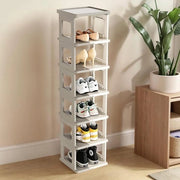 Scaffale per Scarpe a 7 Livelli - Organizzatore di Scarpe Verticale Stivale Stoccaggio per Porta d'Entrata - Risparmio di Spazio Stivale Singolo Pari in Plastica Solida per .