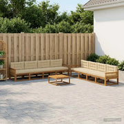 Set di divani da esterno con cuscino 9 pcs Naturale e Beige