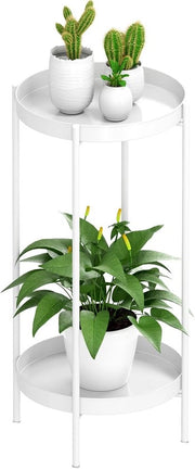 Supporto per piante Indoor Outdoor in metallo 2 livelli Alto per casa, giardino, terrazza, balcone, ufficio, soggiorno, bagno, angolo (Bianco)