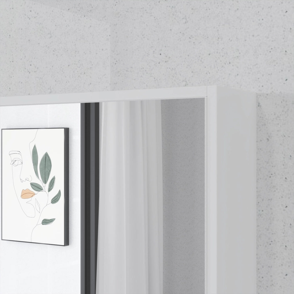 Armadietto con Specchio da Bagno con Mensole a Giorno 60x15x76cm Bianco