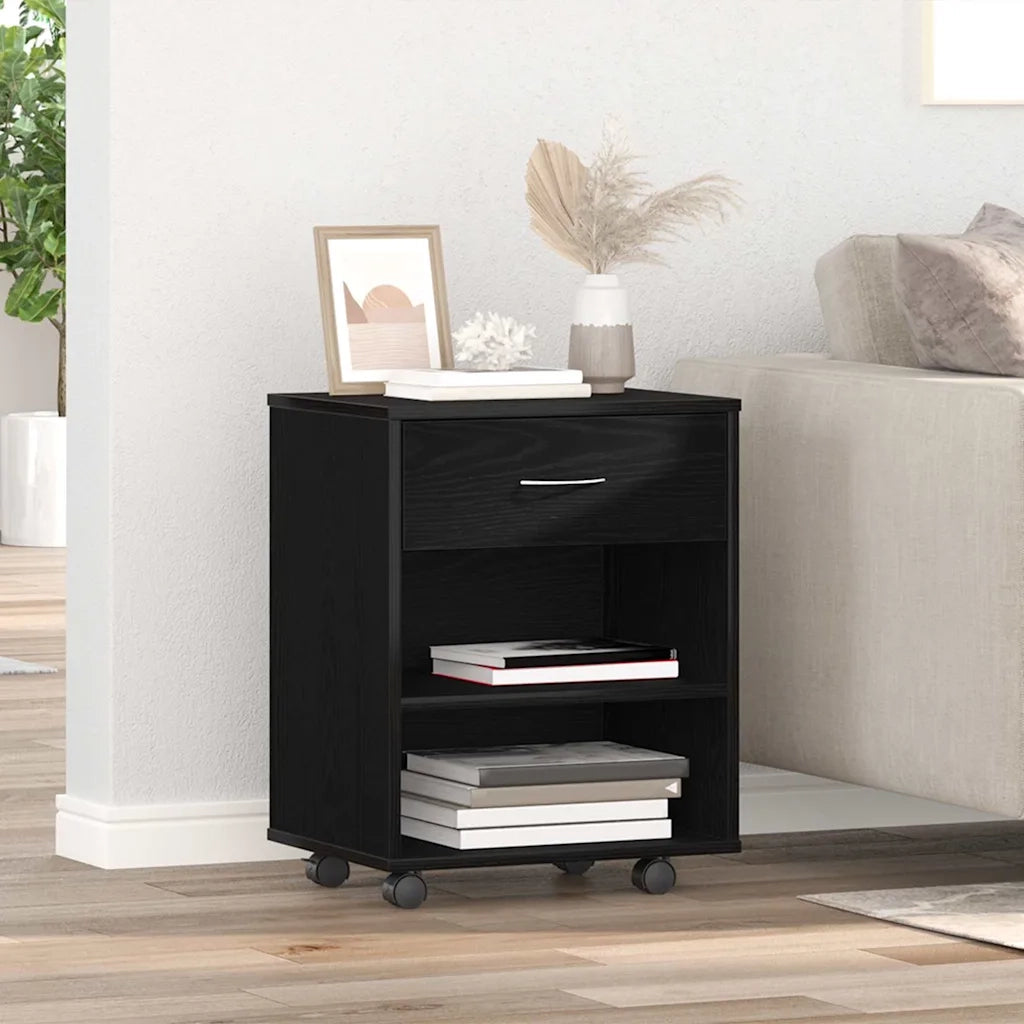 Armadio con ruota Rovere Nero 46 x 36 x 59 cm Legno multistrato 862673