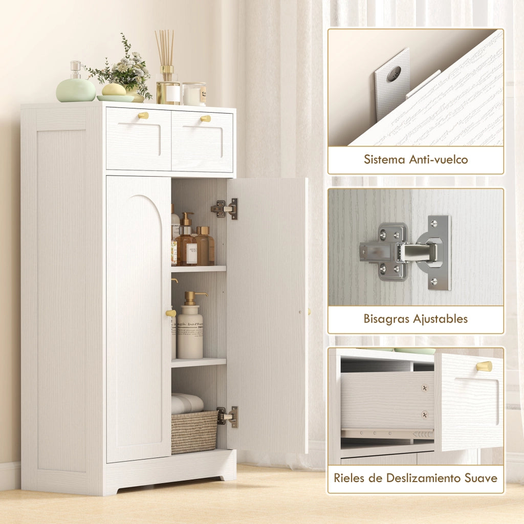 Mobile bagno salvaspazio ¨C Xylo ¨C 2 cassetti 1 anta bianco 60x30x108 cm