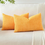 Cuscini decorativi in corduroy per divano o salotto, 40 x 60 cm, arancione giallo, set da 2.