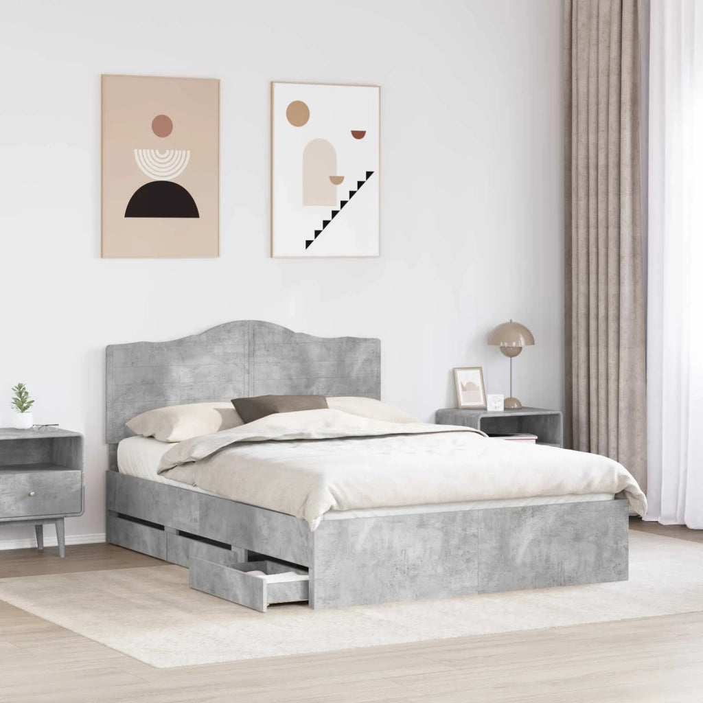 Struttura del letto con cassetto Grigio Cemento 140 x 190 cm 3413418
