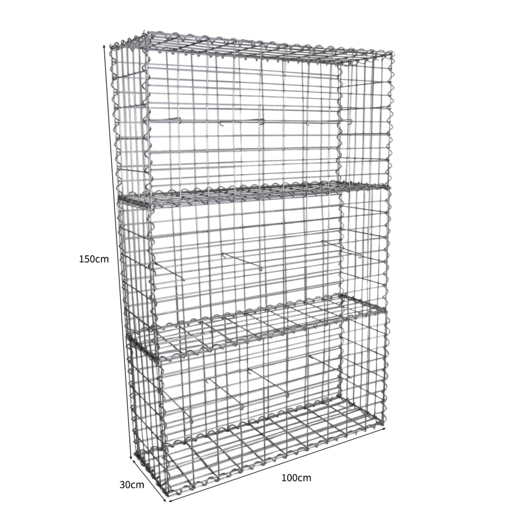 Gabbioni in Acciaio Galvanizzato 100x50x30cm Set 6 per Giardino