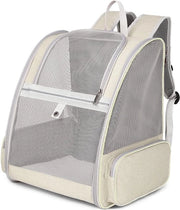 Zaino per cane - Gatto - Viaggi - Tasca da trasportare con finestra a rete - Respirante - Ripiegabile - Cuscino di piumino rimovibile - Spazio grande - Beige Zaino per cane