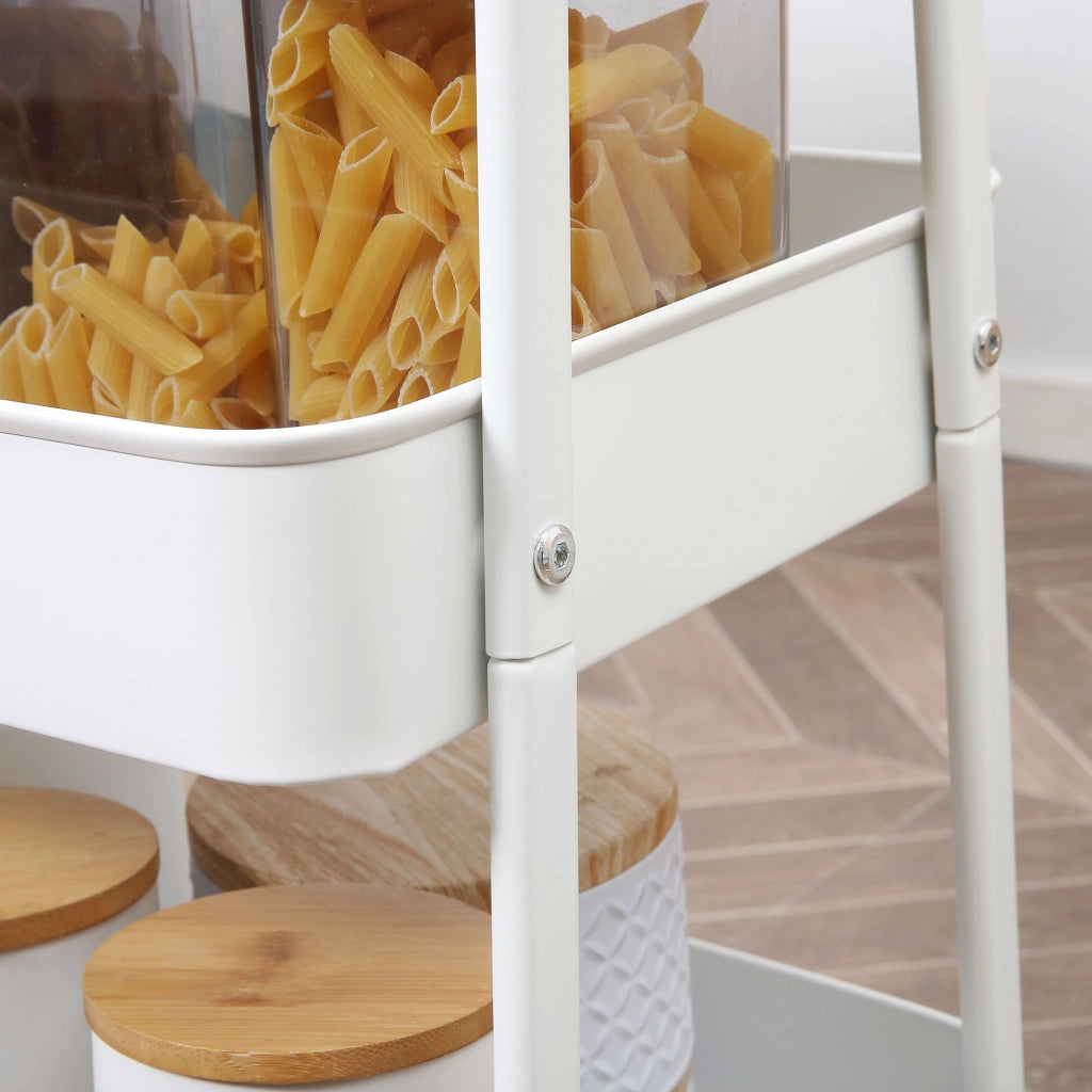 Carrello da cucina con 3 cestelli e coperchio; 4 ruote con freno; per cucina e ufficio; 45 × 31 × 79;4 cm