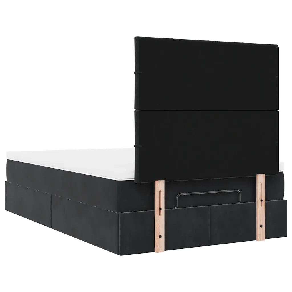 Struttura Letto Pouf con Materassi Nero 120x200 cm Velluto